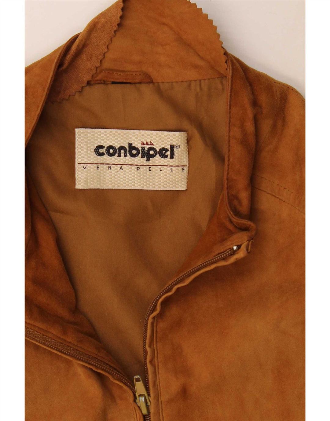 Conbipel Womens Bomber Suede Jacket UK 10 Small Beige Leather