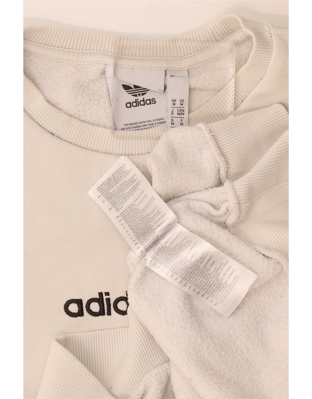 Adidas Hombre Sudadera Gráfica Jumper Algodón Beige Medio