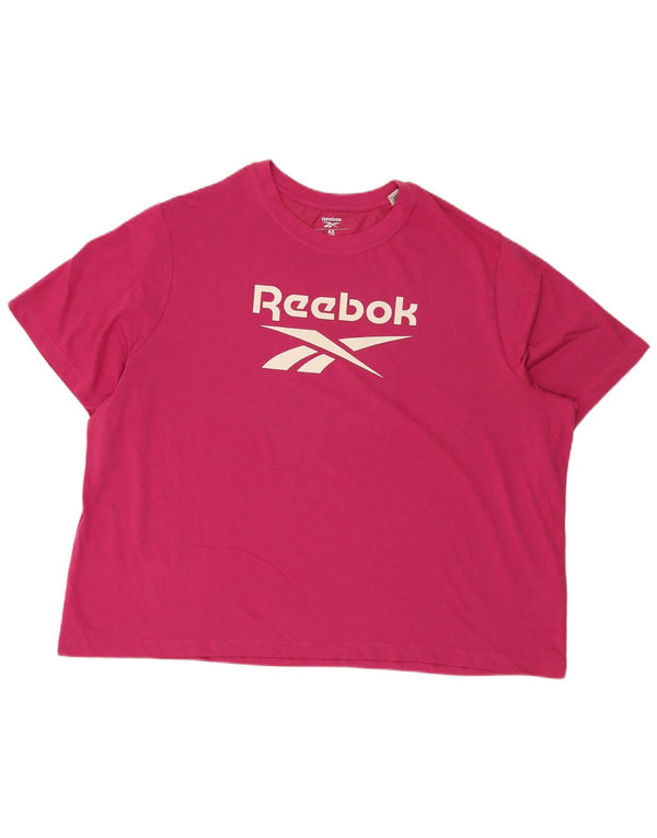 Reebok Womens Graphic T-Shirt Top UK 30/32 4XL Pink Cotton