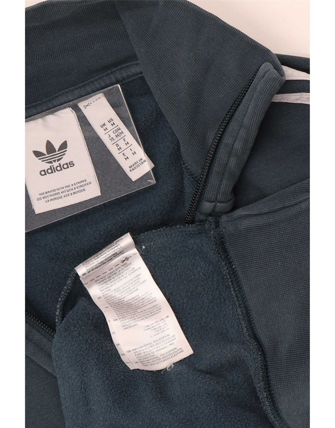 Adidas Hombre Zip Neck Sudadera Jumper Gris Medio Algodón