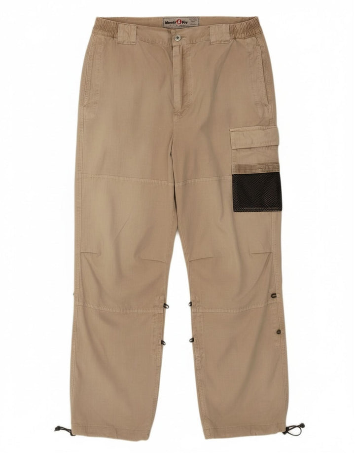 Murphy & Nye Pantalones tipo joggers cargo para hombre W36 L30 Algodón beige
