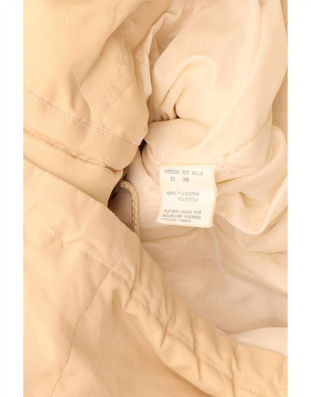 VINTAGE Abrigo acolchado con capucha para mujer EU 38 Poliéster beige medio