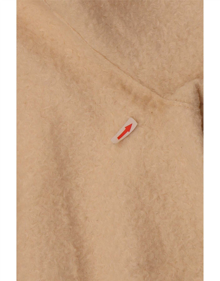 Zara Mujer Abrigo De Lana Extragrande UK 44 Poliéster Beige Medio