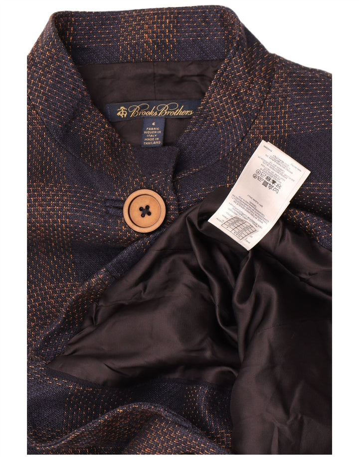 Brooks Brothers Chaqueta corta para mujer US 4 pequeña azul marino a cuadros