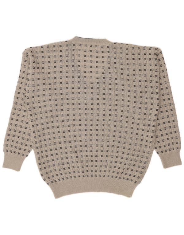 Monello Jersey con cuello en V para hombre IT 52 Large Beige Algodón a rayas