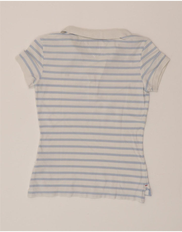 TOMMY HILFIGER Polo ajustado para mujer UK 6 XS Algodón a rayas azules