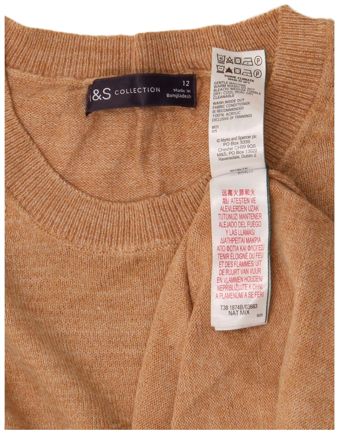MARKS & SPENCER Suéter tipo jersey con cuello redondo para mujer UK 40 Marrón medio