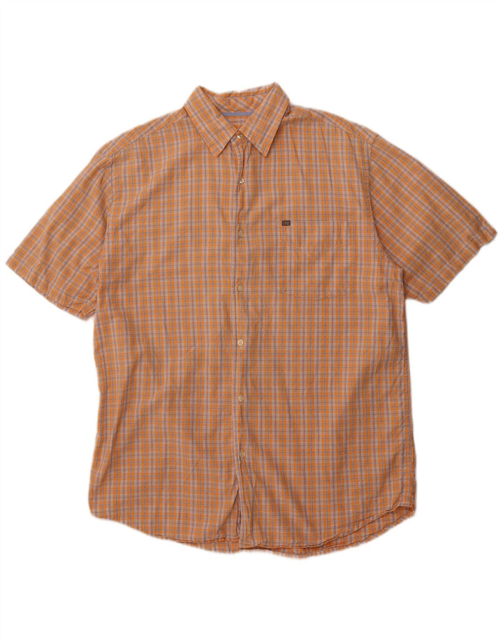 Nautica Camisa de manga corta para hombre de algodón a cuadros naranja medio