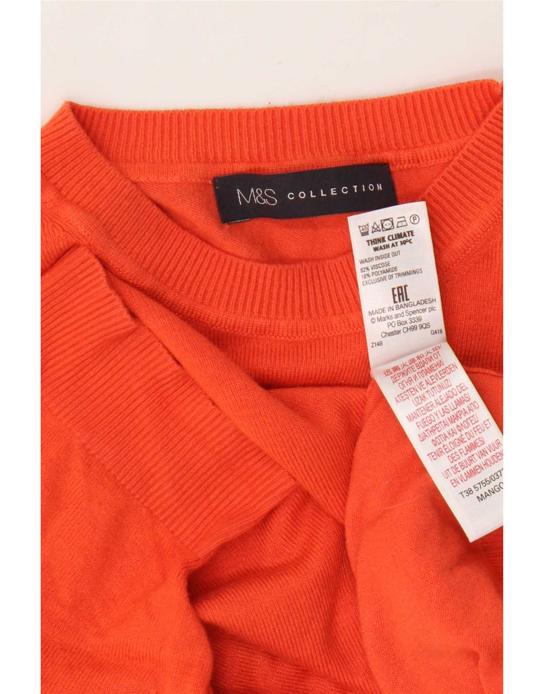 Marks & Spencer - Jersey de cuello redondo para mujer, talla 40, color naranja mediano