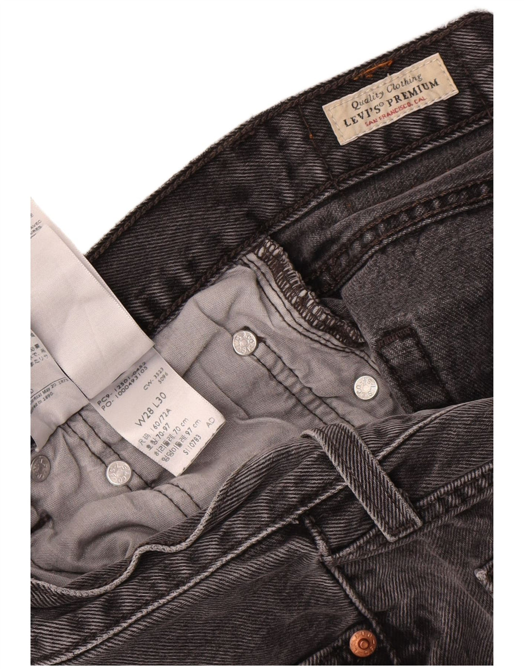 Levi's Vaqueros Rectos 501 Para Mujer W28 L26 Algodón Gris