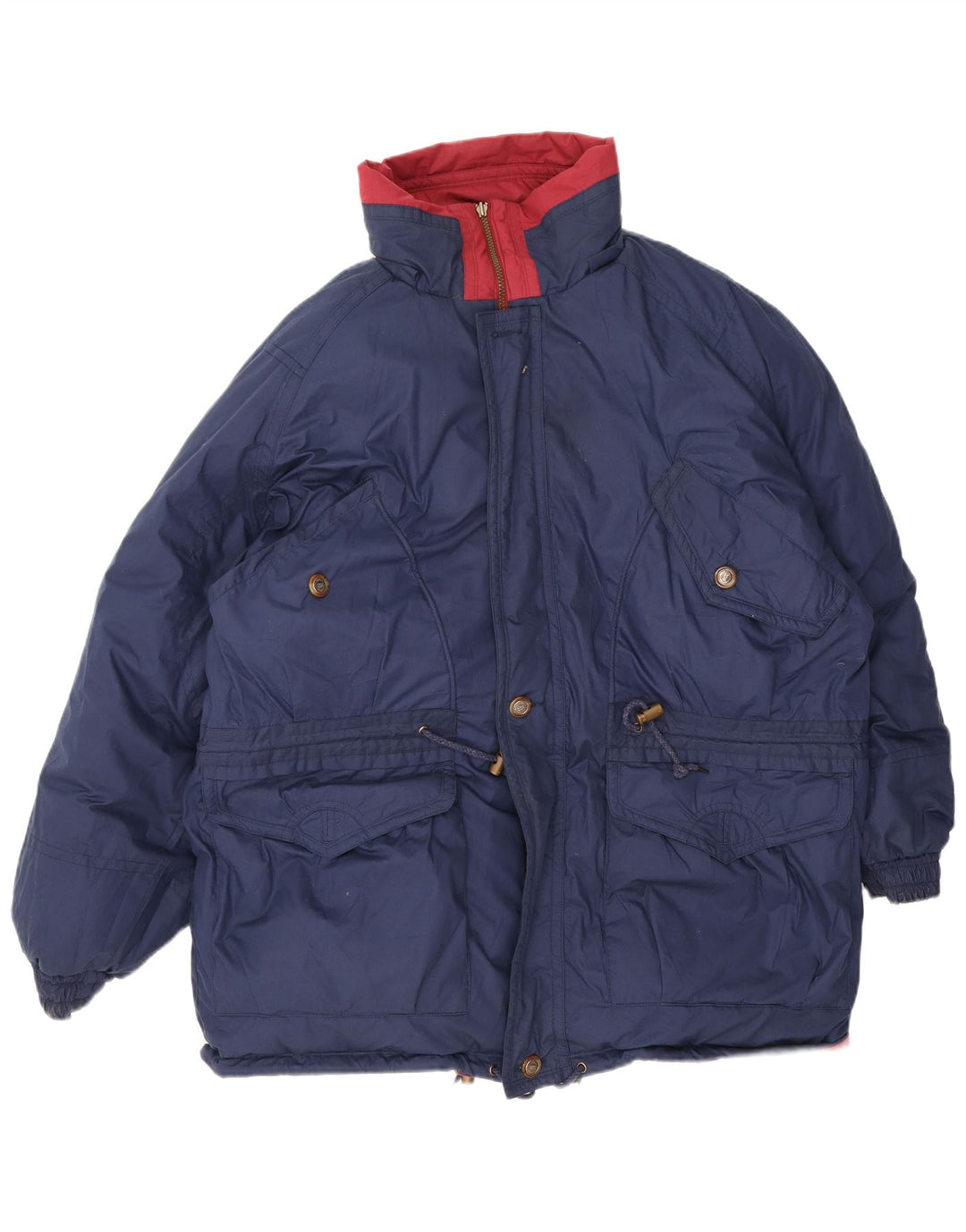 Vintage hombres oversize reversible chaqueta acolchada Reino Unido 40 grande rojo