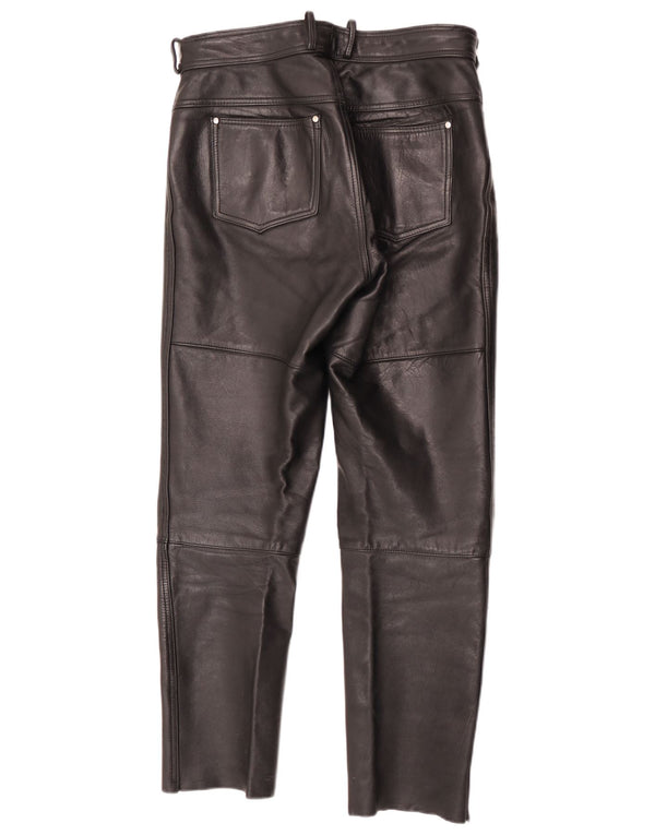 Vintage hombres Moto Racer pantalones de cuero W32 L29 negro