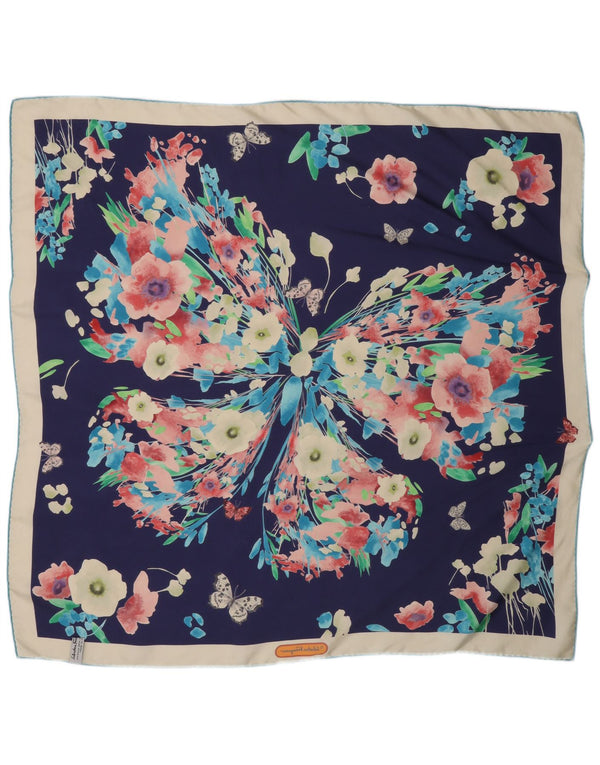 Salvatore Ferragamo Bufanda Cuadrada Para Mujer Talla Única Mariposa Floral Azul Marino