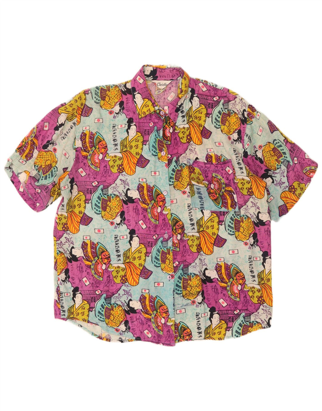 Christian - Camisa de manga corta con gráfico para mujer, talla 40, talla grande, multicolor