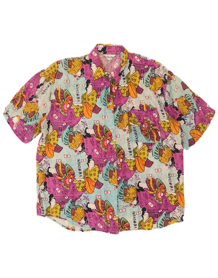 Christian - Camisa de manga corta con gráfico para mujer, talla 40, talla grande, multicolor