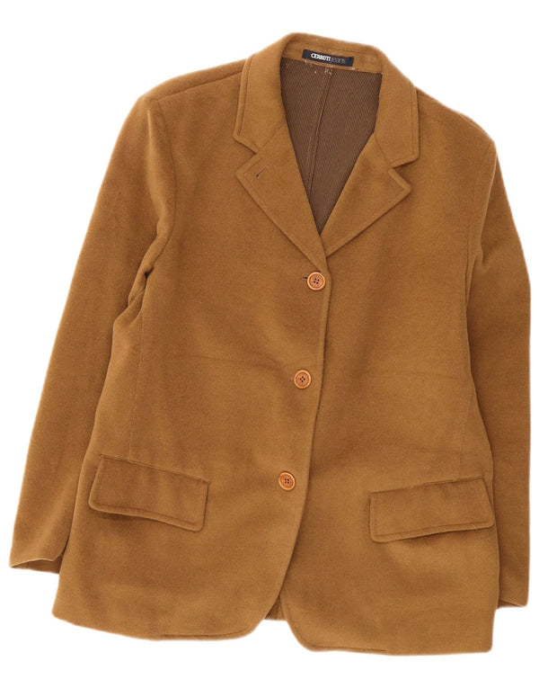 Cerruti Womens 3 Button Blazer Jacket UK 16 Large Brown Polyester