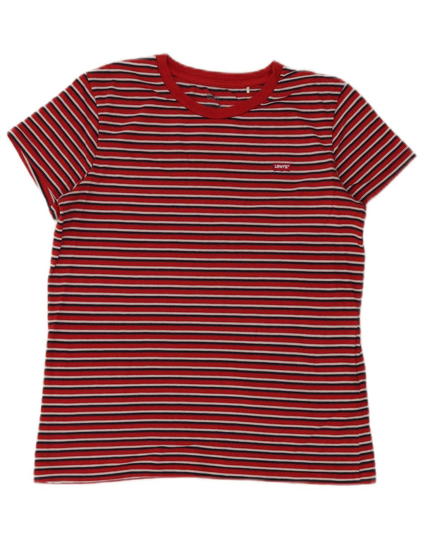 LEVI'S Hombre Camiseta Top Small Rojo Rayas Algodón