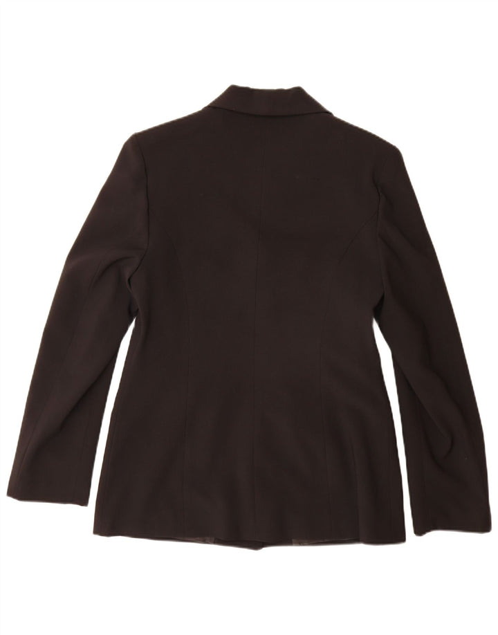 Vintage mujer 3 botones Blazer chaqueta IT 46 poliéster negro grande