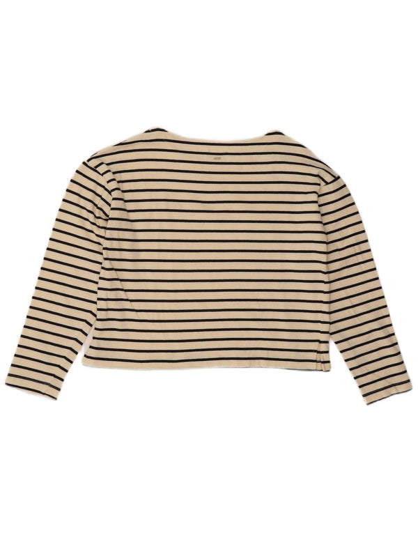 Gas Mujer Crop Regular Fit Top Manga Larga UK 44 Medium Beige Pinstripe