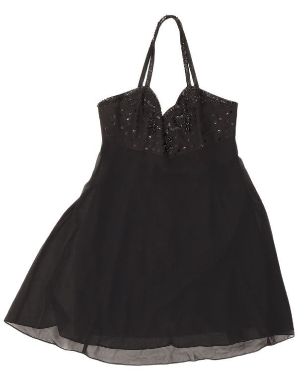 Charlotte Halton Mini vestido halter para mujer UK 40 Mediano Poliéster negro