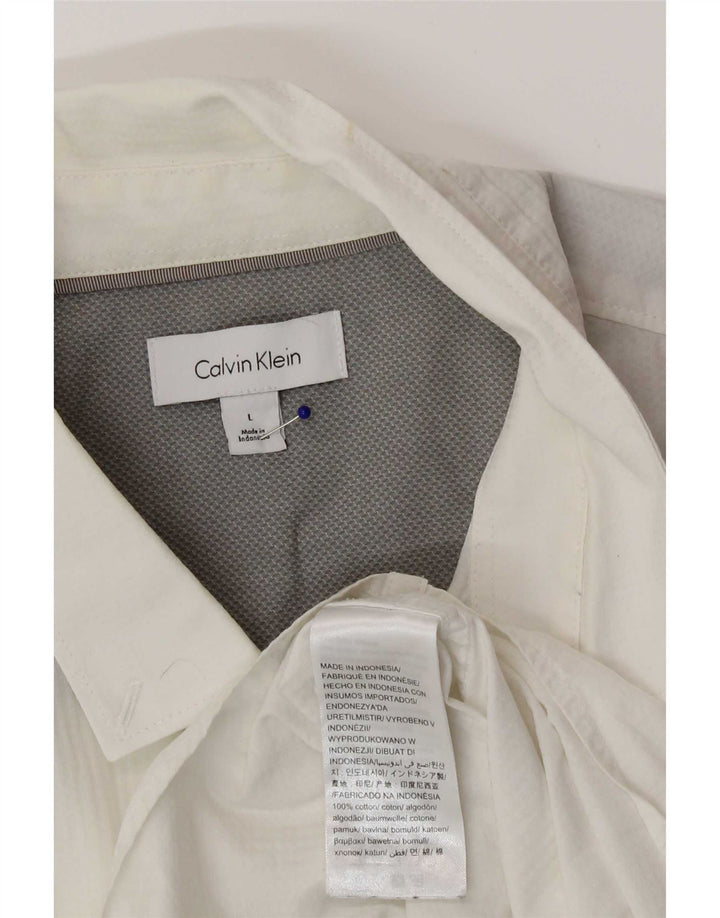 Calvin Klein Camisa de manga corta para hombre de algodón blanco grande
