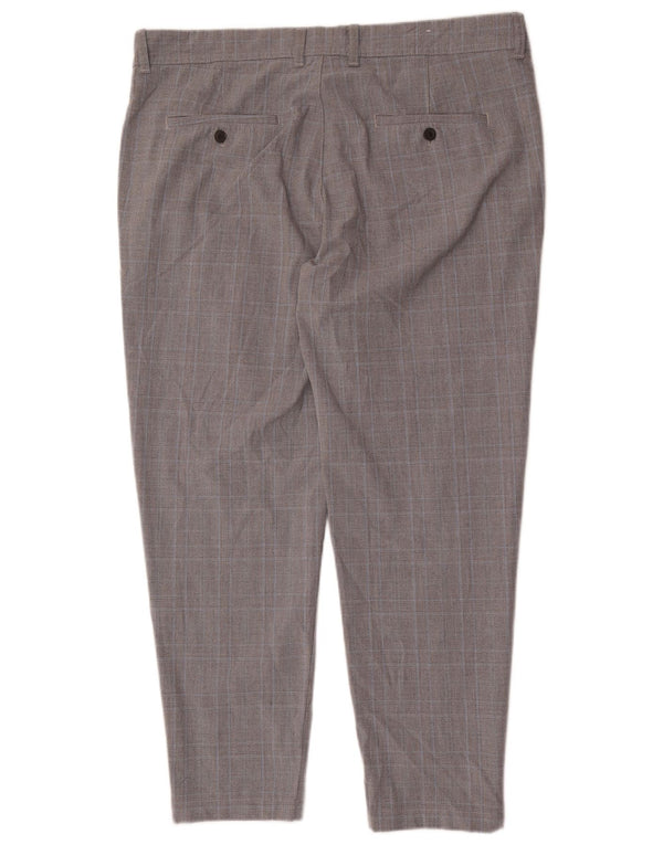 Zara Pantalón chino ajustado para hombre EU 48 XL W38 L28 Cuadros grises
