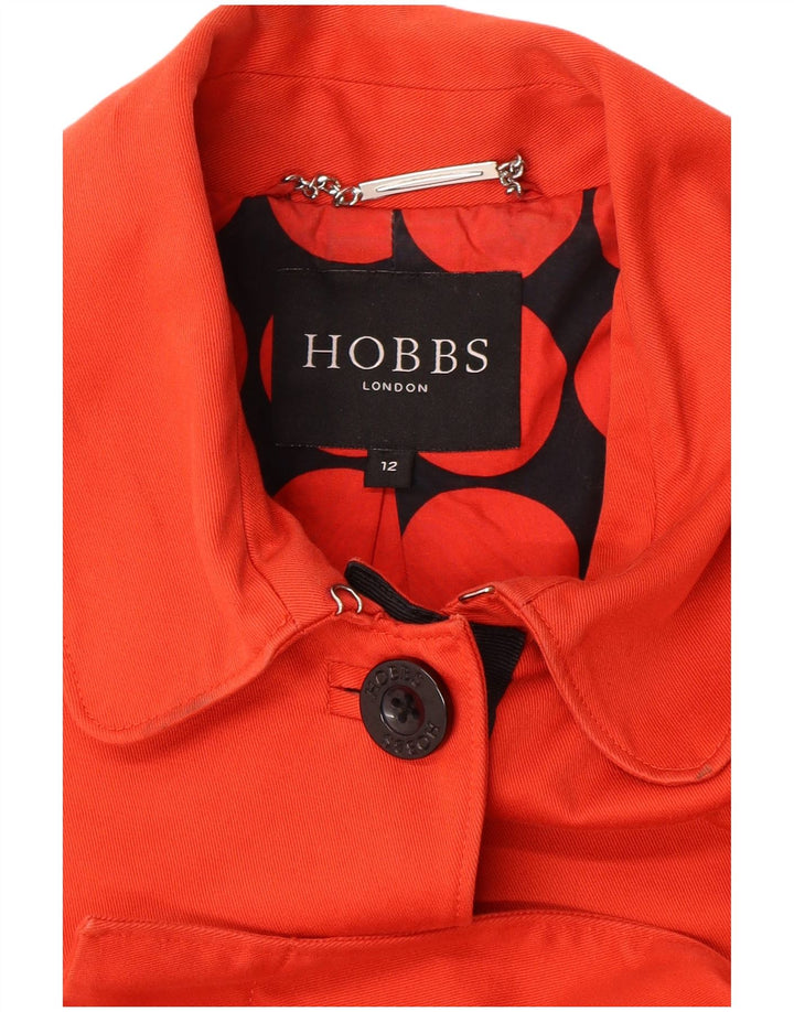 HOBBS Womens Overcoat UK 12 Medium Red Cotton