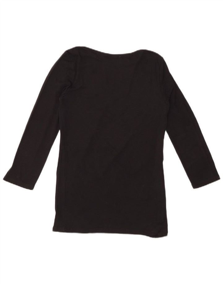 BENETTON Top gráfico para mujer manga 3/4 UK 8 Small Negro