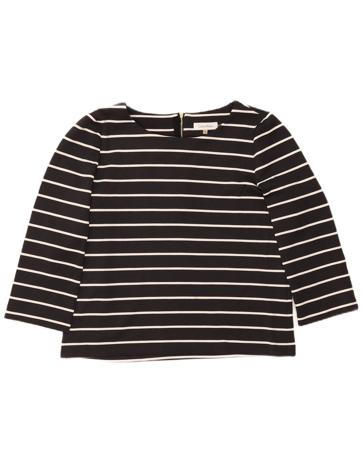 CALVIN KLEIN Top para mujer manga 3/4 UK 44 Mediano Poliéster a rayas negras