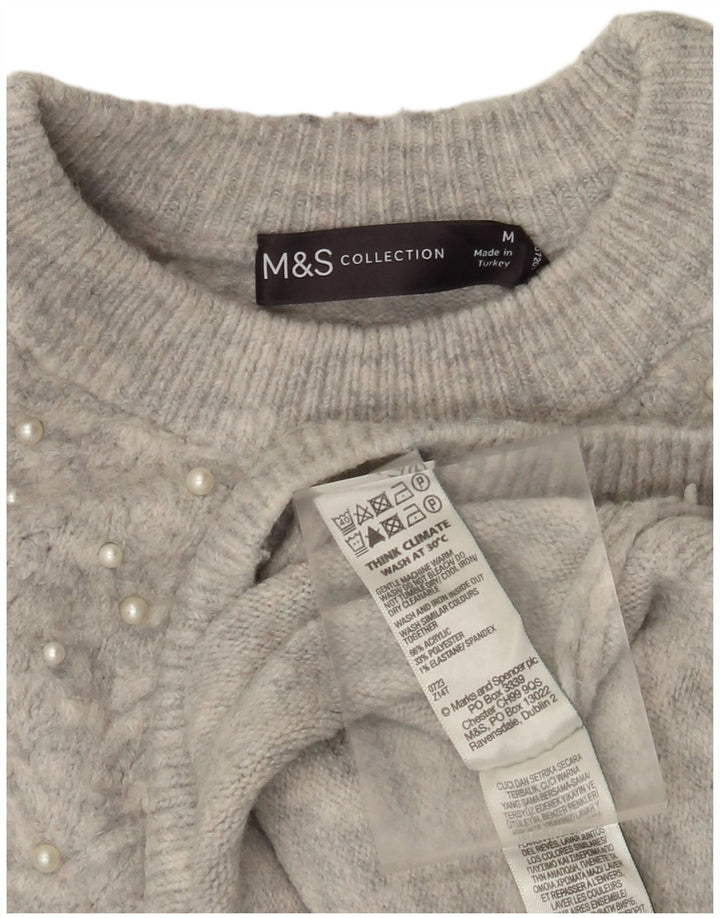 Marks & Spencer Suéter tipo jersey con cuello redondo para mujer UK 44 Gris medio moteado