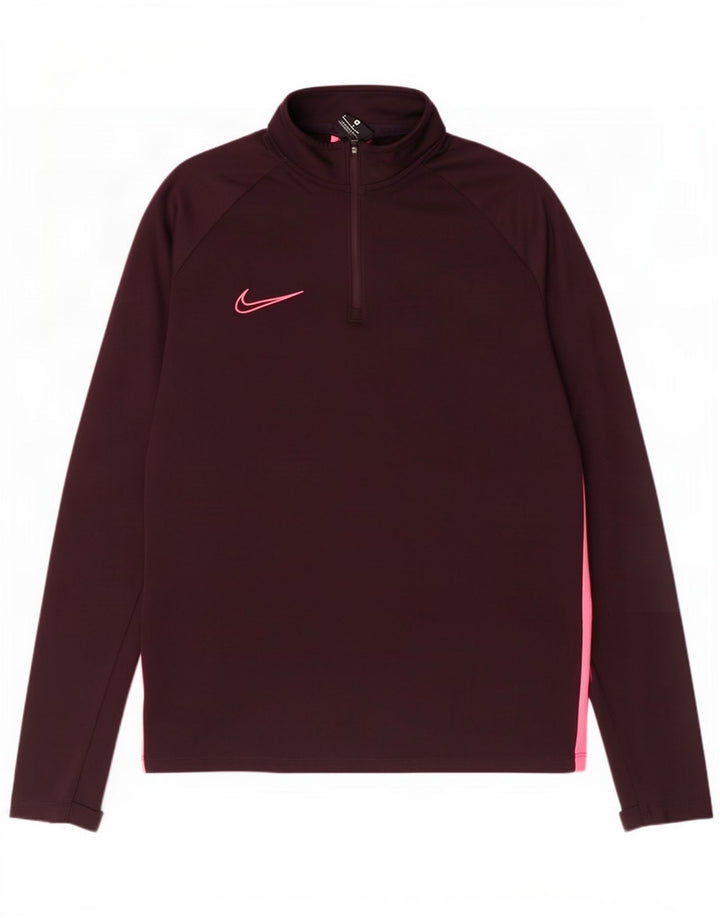 Nike Mens Zip Neck Pullover Chándal Top UK 14 Medio Granate Poliéster