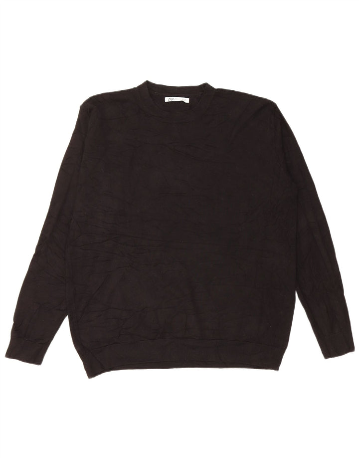Zara Hombre Jersey Cuello Redondo Jersey Small Viscosa Negro