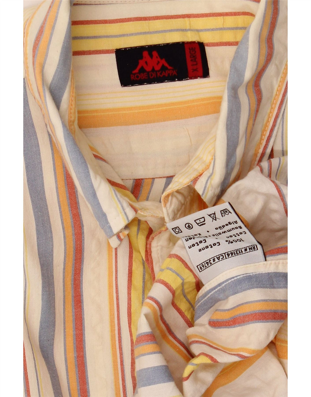 KAPPA Camisa Manga Corta Hombre XL Algodón Rayas Multicolor