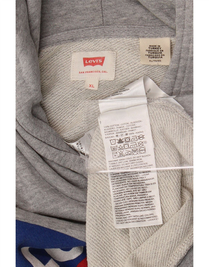 LEVI'S Sudadera con capucha gráfica para hombre XL Algodón gris