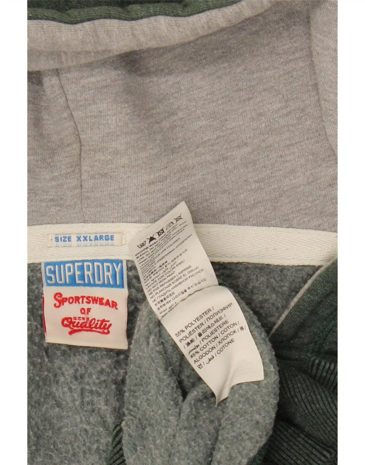 SUPERDRY Suéter con capucha y cremallera gráfica para hombre 2XL Poliéster caqui