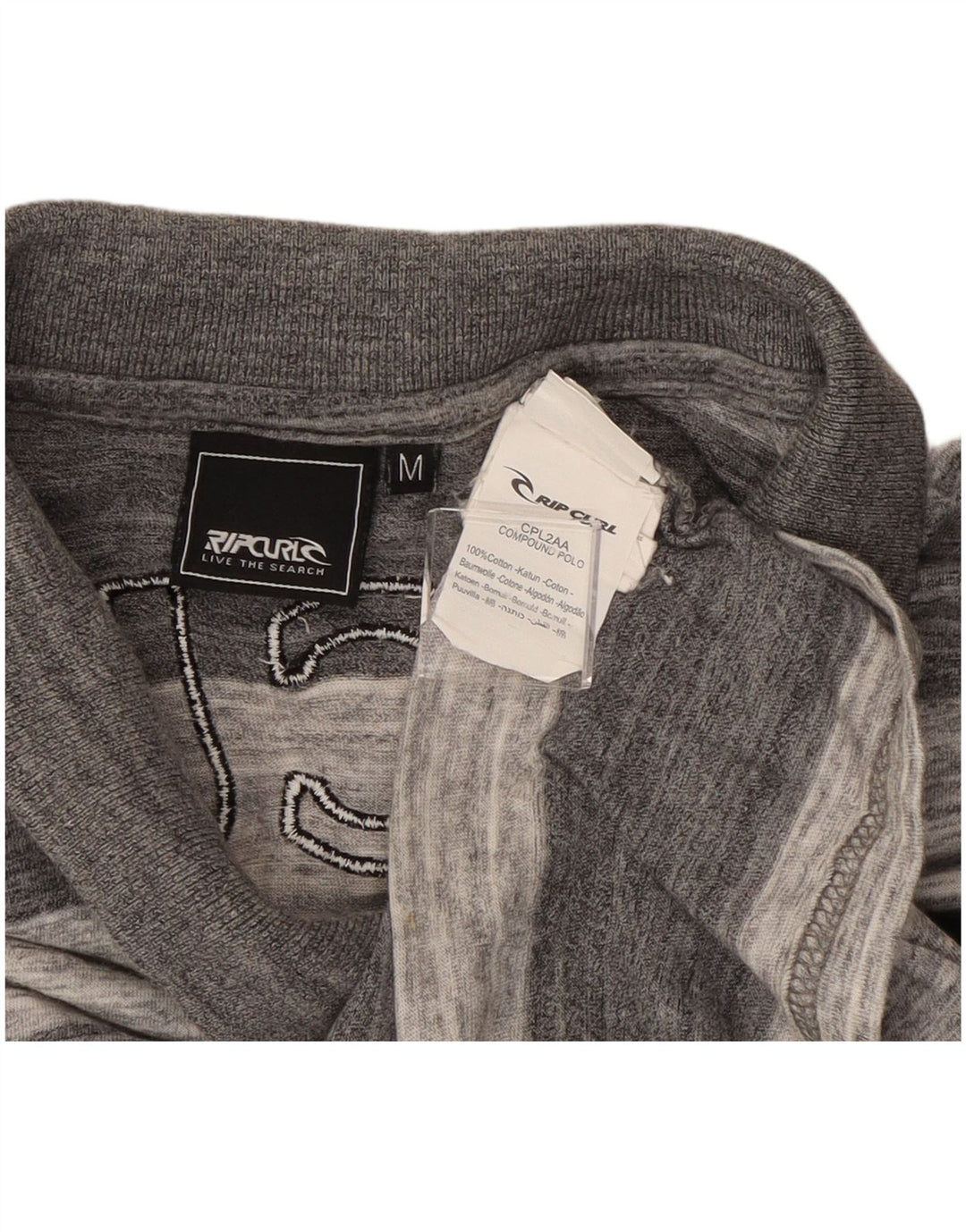 Rip Curl - Polo gráfico para hombre de algodón a rayas gris medio