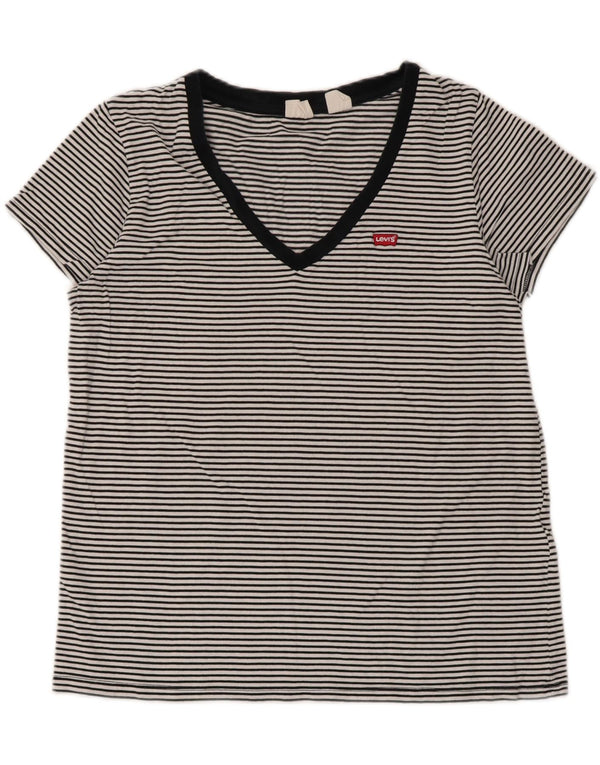 Levi's Camiseta para mujer Top UK 40 Large Algodón a rayas negras