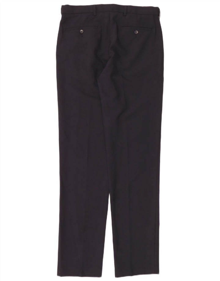 Marks & Spencer Pantalón chino de corte regular para hombre W32 L35 Poliéster azul marino