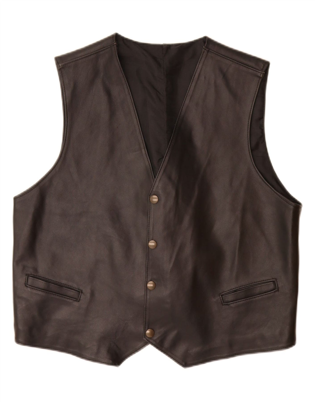 VINTAGE Chaleco de cuero para hombre Cuero negro medio