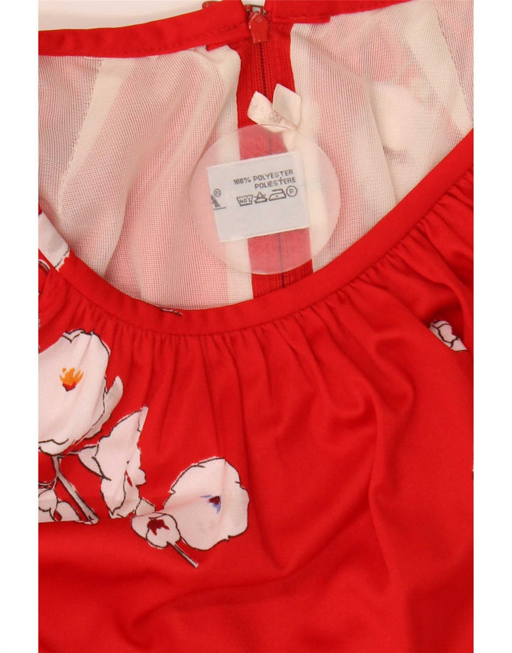 Vestido Trevira Mujer IT 40 Small Rojo Floral Poliéster
