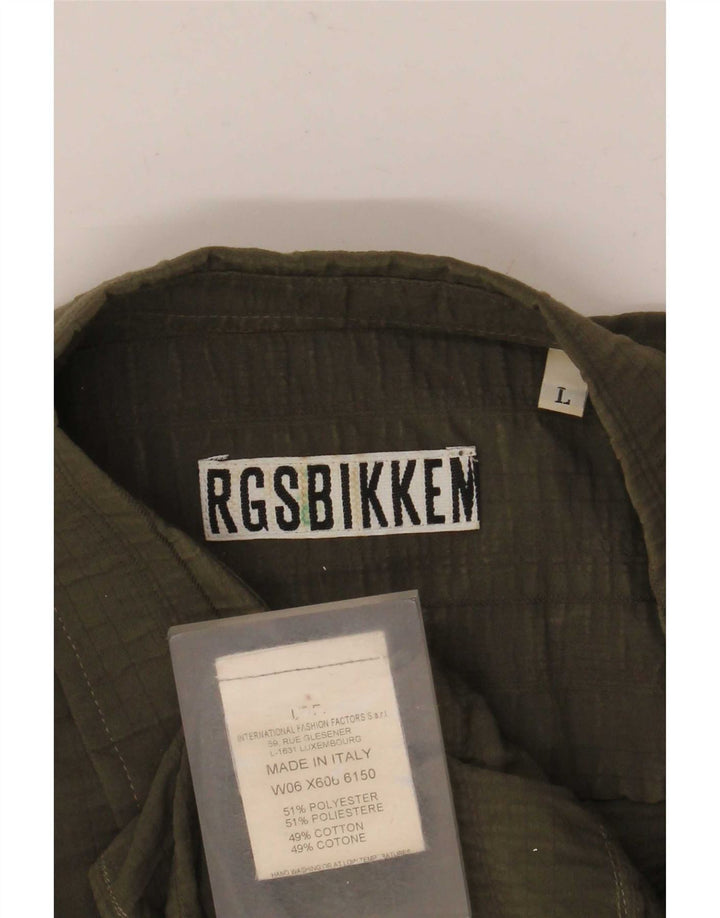 Camisa Bikkembergs Hombre Large Caqui Poliéster