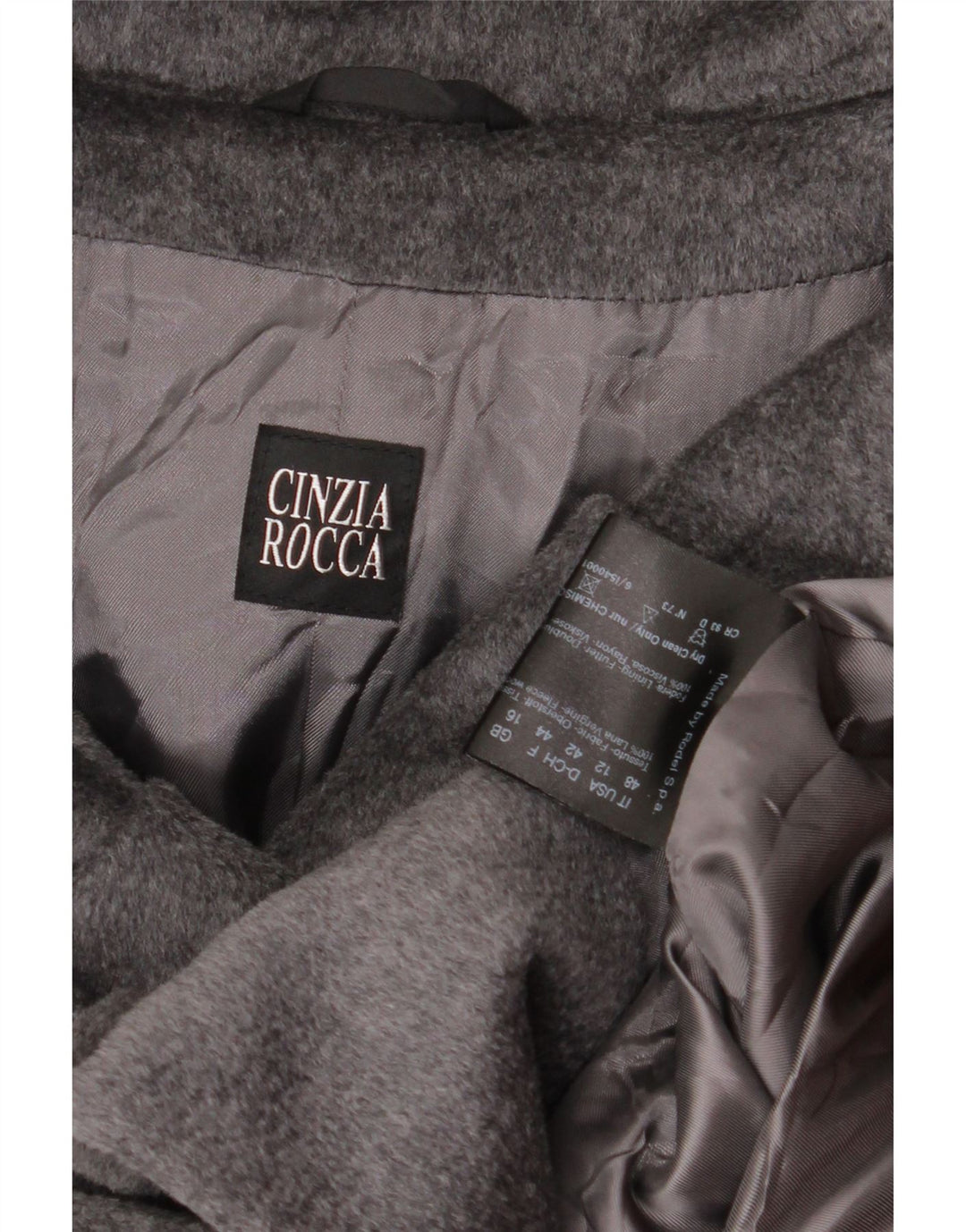 Cinzia Rocca Abrigo para mujer UK 46 Lana gris grande