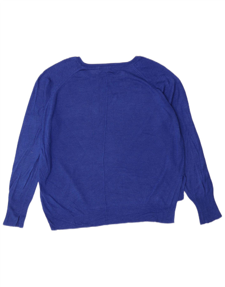 ZARA Jersey con cuello barco para mujer, talla 40, talla grande, viscosa azul