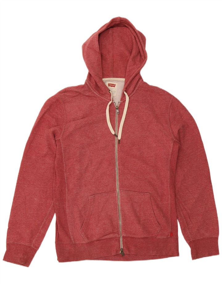 Levi's Sudadera con capucha y cremallera para hombre, tamaño grande, algodón rojo