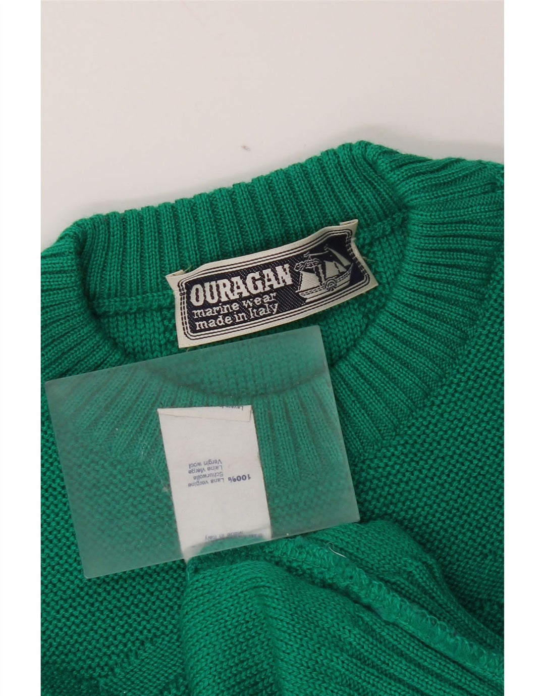 Ouragan Jersey De Cuello Redondo Para Hombre De Lana Virgen Verde Medio