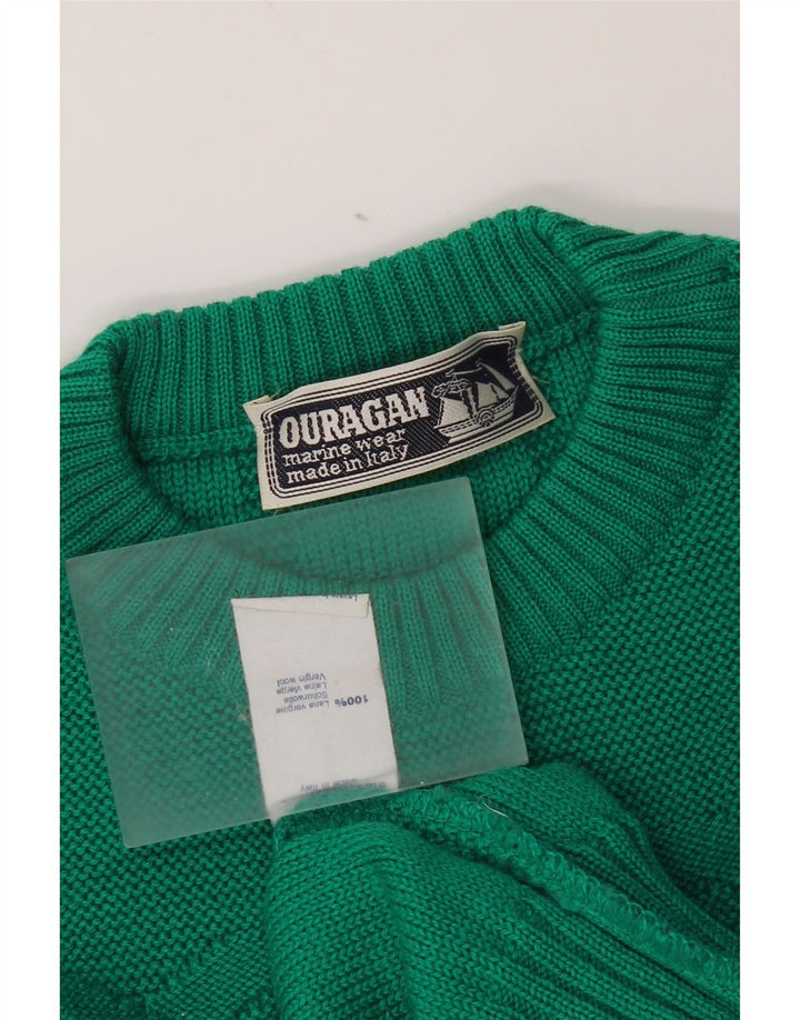 Ouragan Jersey De Cuello Redondo Para Hombre De Lana Virgen Verde Medio