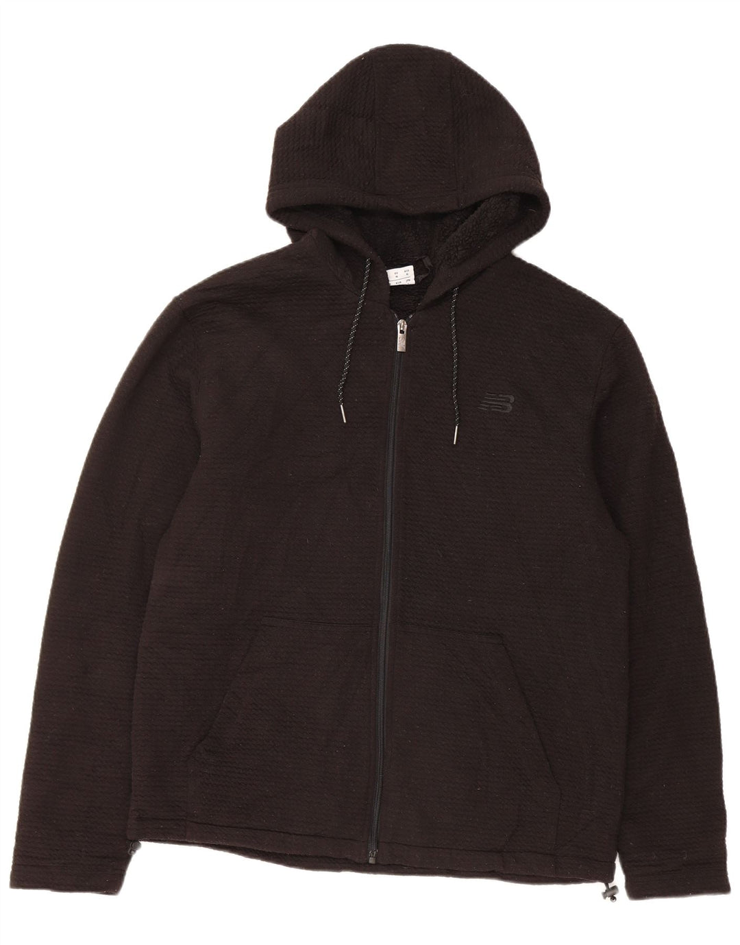 New Balance Hombre Sherpa Zip Sudadera con capucha Suéter Mediano Negro Poliéster