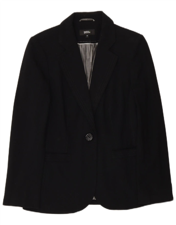 Marks & Spencer Chaqueta tipo blazer con 1 botón para mujer UK 10 Small Poliéster negro