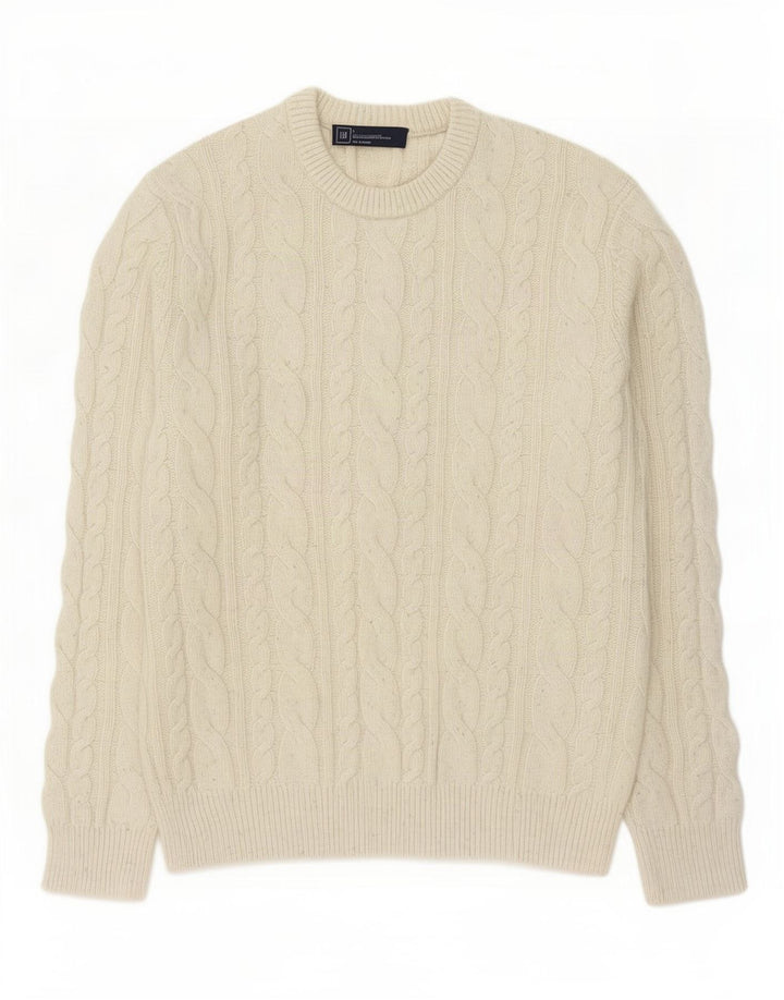 Gap Jersey De Cuello Redondo Para Hombre De Lana De Cordero Beige Grande
