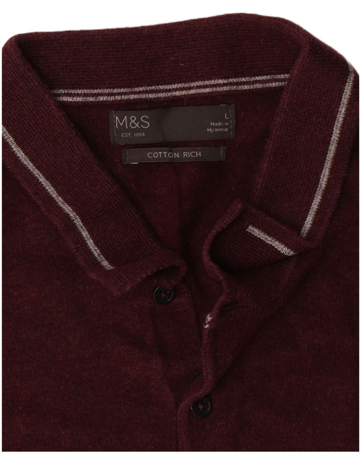 Marks & Spencer Jersey tipo polo con cuello tipo polo para hombre, talla grande, color gris